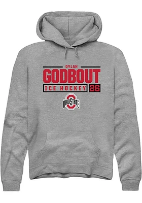 Dylan Godbout  Rally Ohio State Buckeyes Mens Graphite NIL Stacked Box Long Sleeve Hoodie