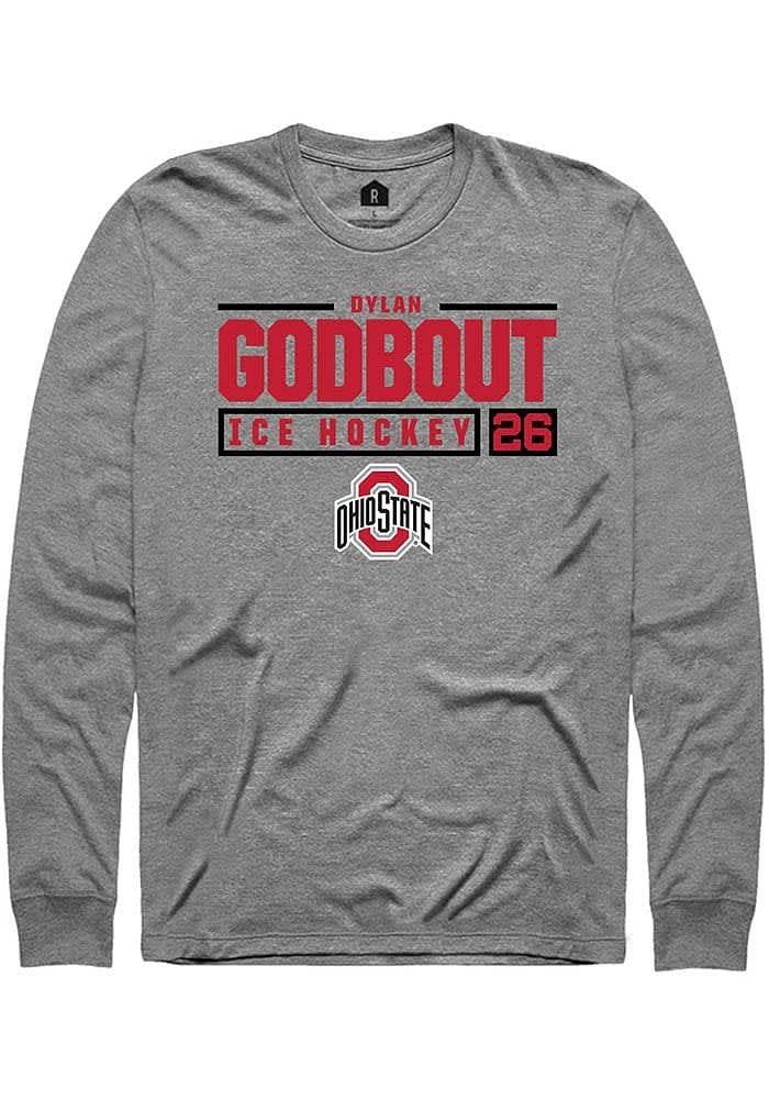 Dylan Godbout Ohio State Buckeyes Graphite Rally NIL Stacked Box Long Sleeve T Shirt