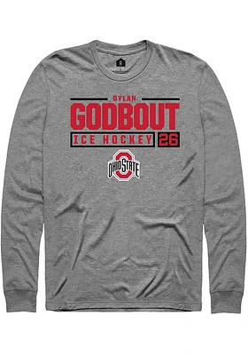 Dylan Godbout  Ohio State Buckeyes Graphite Rally NIL Stacked Box Long Sleeve T Shirt