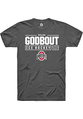 Dylan Godbout  Ohio State Buckeyes Dark Grey Rally NIL Stacked Box Short Sleeve T Shirt