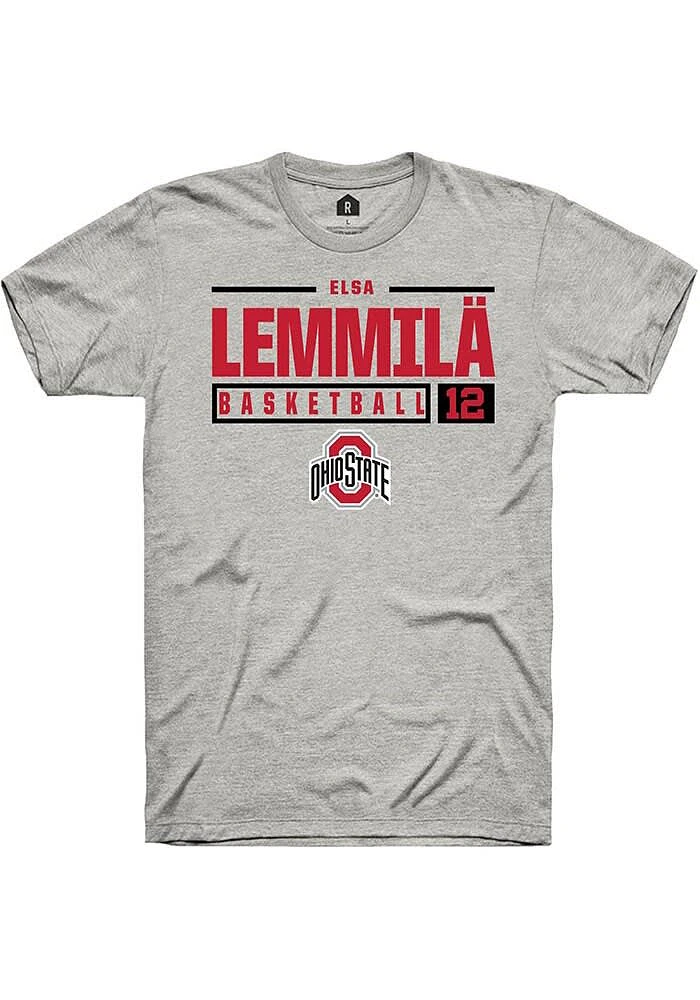 Rally Ohio State Buckeyes Ash NIL Stacked Box Design Short Sleeve T Shirt