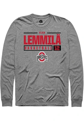 Rally Ohio State Buckeyes Graphite NIL Stacked Box Design Long Sleeve T Shirt
