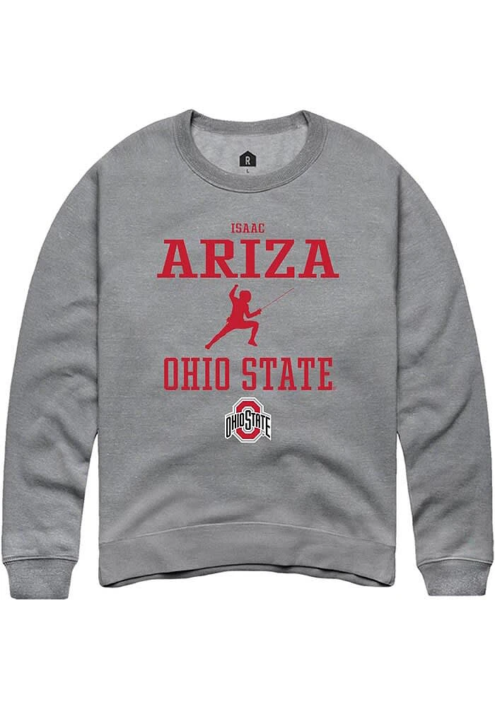Isaac Ariza Rally Ohio State Buckeyes Mens Graphite NIL Sport Icon Long Sleeve Crew Sweatshirt