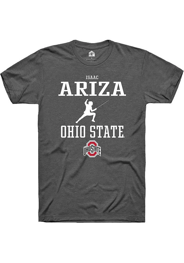 Isaac Ariza  Ohio State Buckeyes Dark Grey Rally NIL Sport Icon Short Sleeve T Shirt