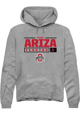 Isaac Ariza  Rally Ohio State Buckeyes Mens Graphite NIL Stacked Box Long Sleeve Hoodie