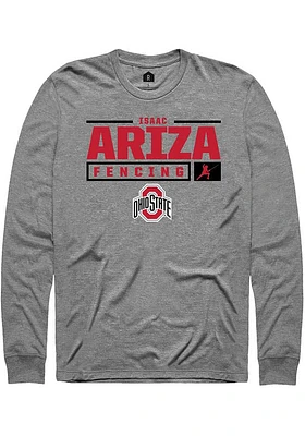 Isaac Ariza  Ohio State Buckeyes Graphite Rally NIL Stacked Box Long Sleeve T Shirt