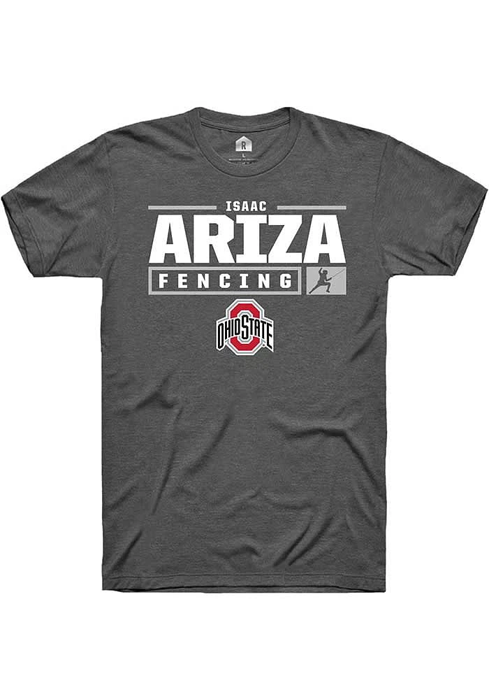 Isaac Ariza Ohio State Buckeyes Dark Grey Rally NIL Stacked Box Short Sleeve T Shirt