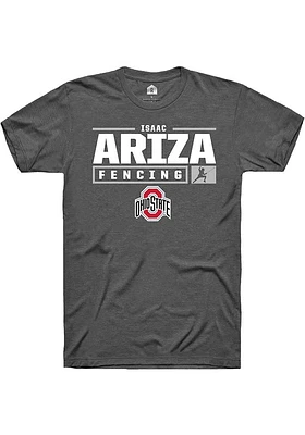 Isaac Ariza  Ohio State Buckeyes Dark Grey Rally NIL Stacked Box Short Sleeve T Shirt