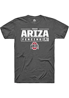 Isaac Ariza  Ohio State Buckeyes Dark Grey Rally NIL Stacked Box Short Sleeve T Shirt