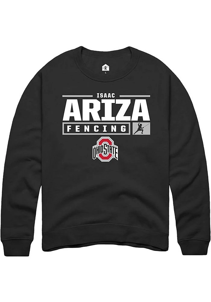 Isaac Ariza Rally Ohio State Buckeyes Mens NIL Stacked Box Long Sleeve Crew Sweatshirt
