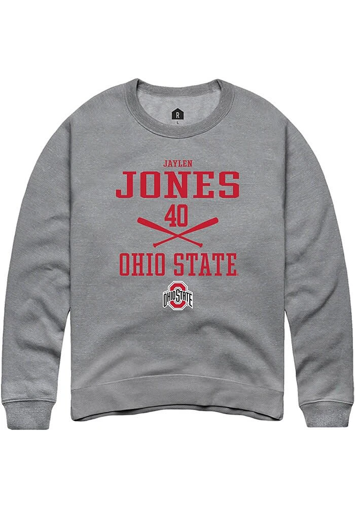 Jaylen Jones Rally Ohio State Buckeyes Mens Graphite NIL Sport Icon Long Sleeve Crew Sweatshirt