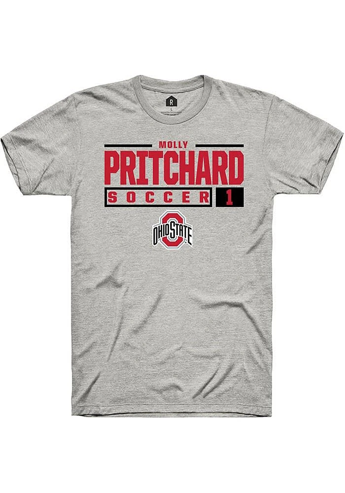 Molly Pritchard Ohio State Buckeyes Ash Rally NIL Stacked Box Short Sleeve T Shirt