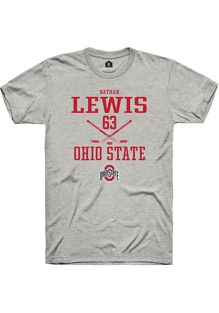 Nathan Lewis Ohio State Buckeyes Ash Rally NIL Sport Icon Short Sleeve T Shirt