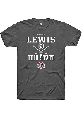 Nathan Lewis  Ohio State Buckeyes Dark Grey Rally NIL Sport Icon Short Sleeve T Shirt