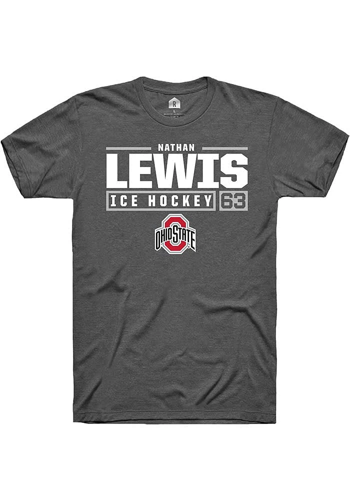 Nathan Lewis Ohio State Buckeyes Dark Grey Rally NIL Stacked Box Short Sleeve T Shirt
