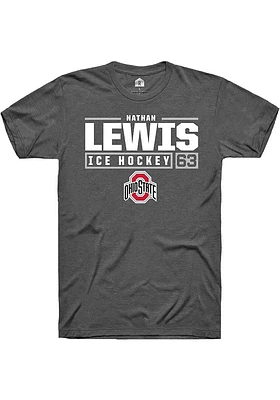 Nathan Lewis  Ohio State Buckeyes Dark Grey Rally NIL Stacked Box Short Sleeve T Shirt