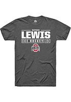 Nathan Lewis  Ohio State Buckeyes Dark Grey Rally NIL Stacked Box Short Sleeve T Shirt