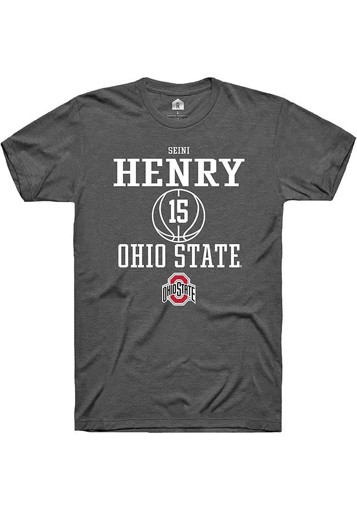 Seini Henry Ohio State Buckeyes Dark Grey Rally NIL Sport Icon Short Sleeve T Shirt