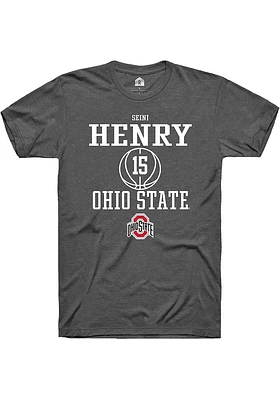 Seini Henry  Ohio State Buckeyes Dark Grey Rally NIL Sport Icon Short Sleeve T Shirt