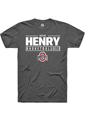 Seini Henry  Ohio State Buckeyes Dark Grey Rally NIL Stacked Box Short Sleeve T Shirt