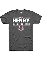 Seini Henry  Ohio State Buckeyes Dark Grey Rally NIL Stacked Box Short Sleeve T Shirt