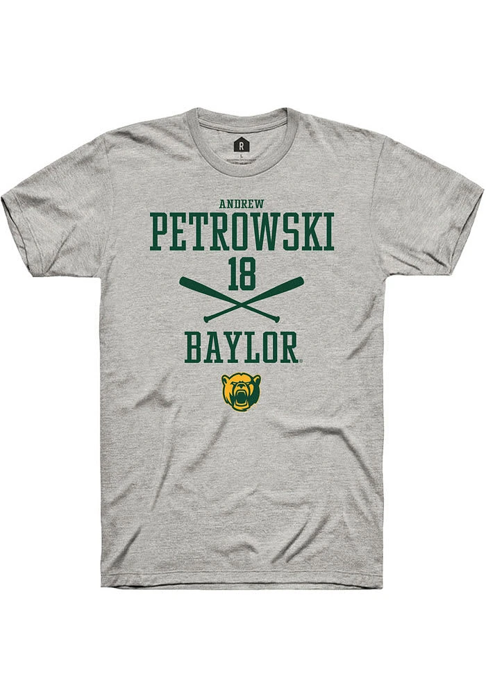 Andrew Petrowski Baylor Bears Ash Rally NIL Sport Icon Short Sleeve T Shirt