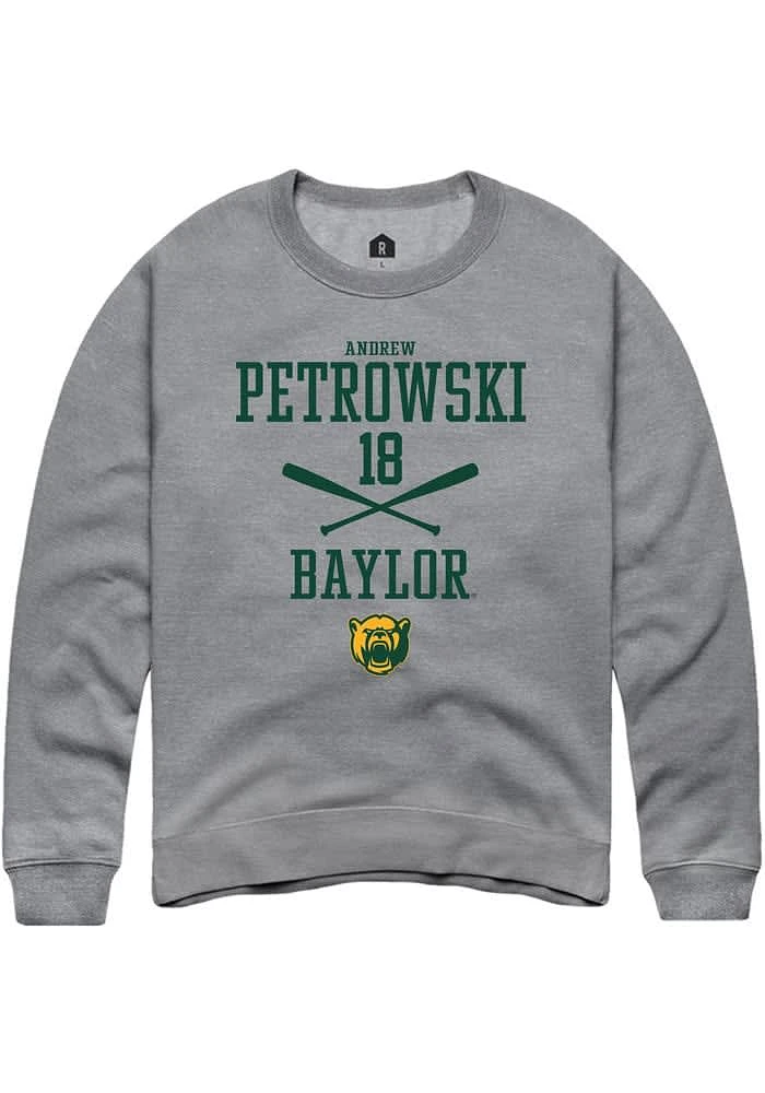 Andrew Petrowski Rally Baylor Bears Mens Graphite NIL Sport Icon Long Sleeve Crew Sweatshirt