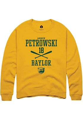 Andrew Petrowski  Rally Baylor Bears Mens Gold NIL Sport Icon Long Sleeve Crew Sweatshirt