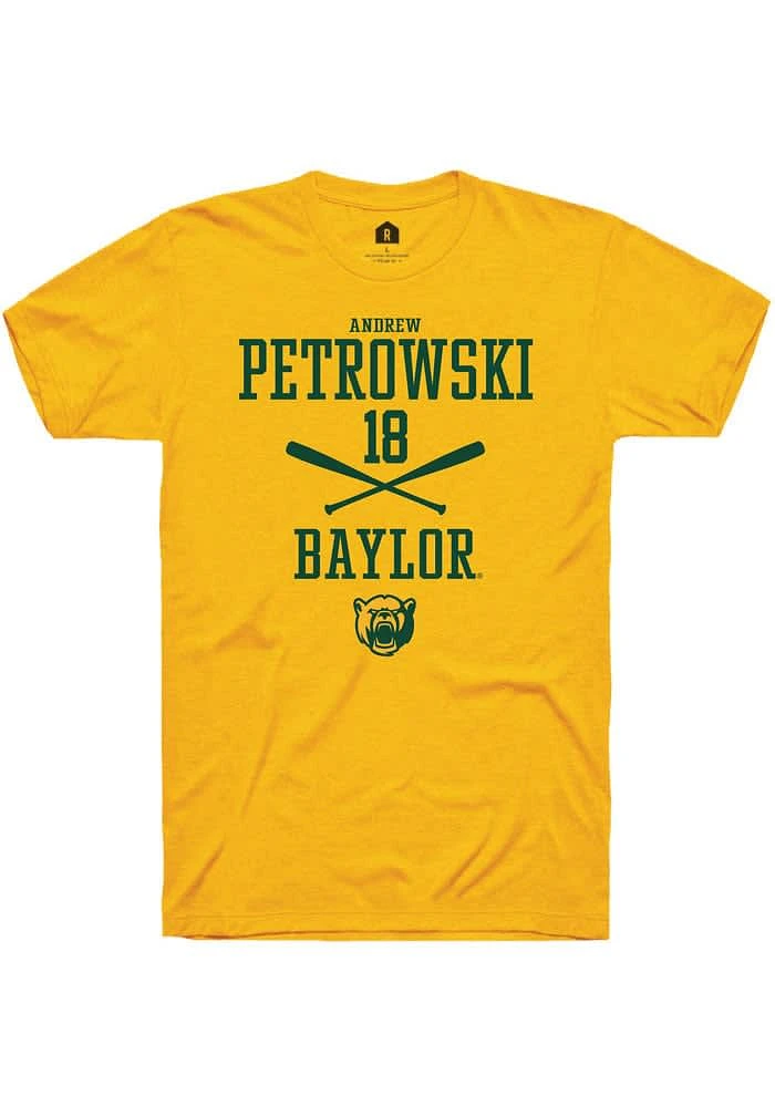 Andrew Petrowski Baylor Bears Gold Rally NIL Sport Icon Short Sleeve T Shirt