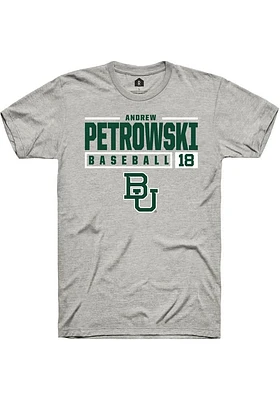 Andrew Petrowski  Baylor Bears Ash Rally NIL Stacked Box Short Sleeve T Shirt