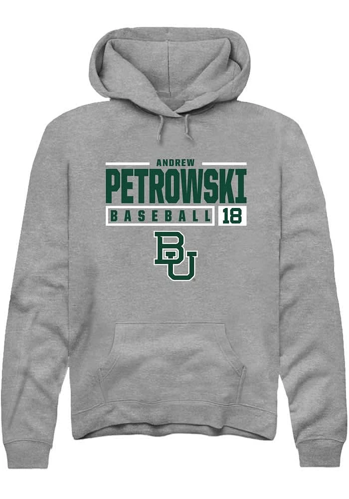 Andrew Petrowski Rally Baylor Bears Mens Graphite NIL Stacked Box Long Sleeve Hoodie