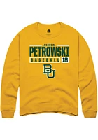 Andrew Petrowski  Rally Baylor Bears Mens Gold NIL Stacked Box Long Sleeve Crew Sweatshirt