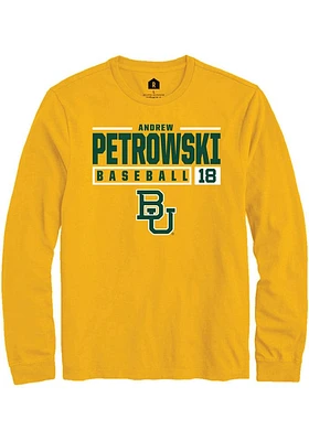 Andrew Petrowski  Baylor Bears Gold Rally NIL Stacked Box Long Sleeve T Shirt