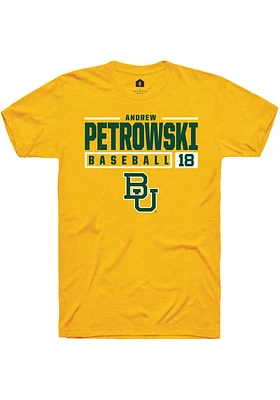 Andrew Petrowski  Baylor Bears Gold Rally NIL Stacked Box Short Sleeve T Shirt