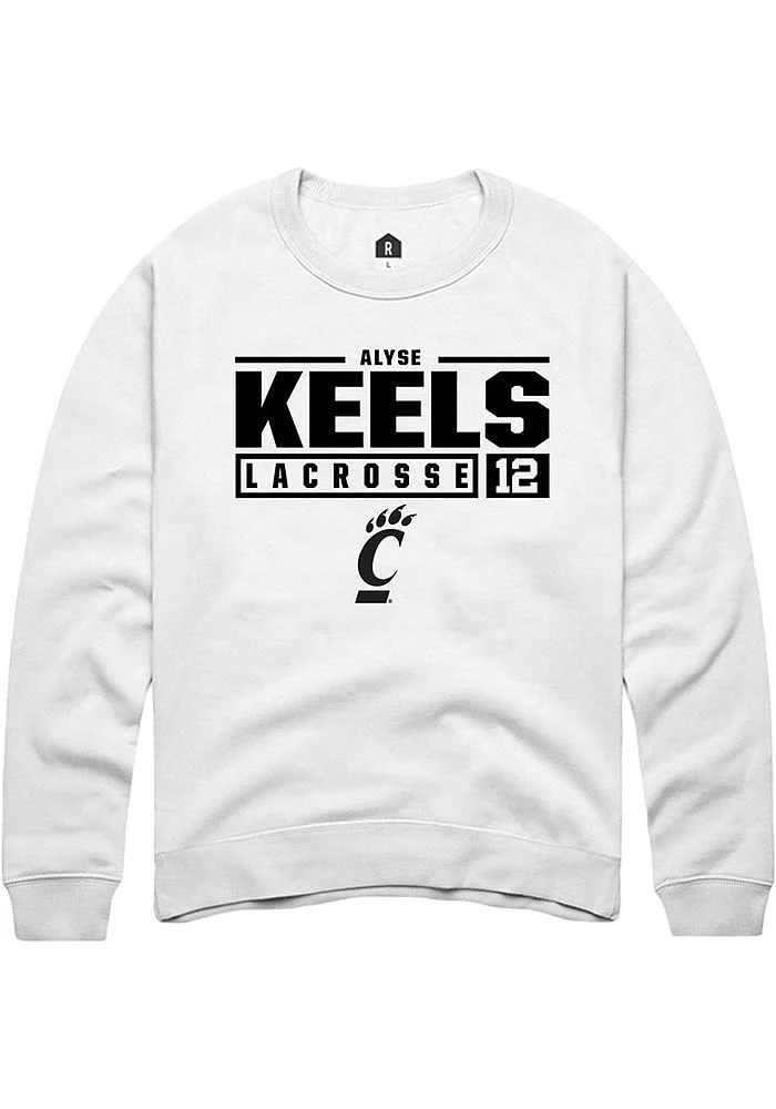Alyse Keels Rally Cincinnati Bearcats Mens NIL Stacked Box Long Sleeve Crew Sweatshirt