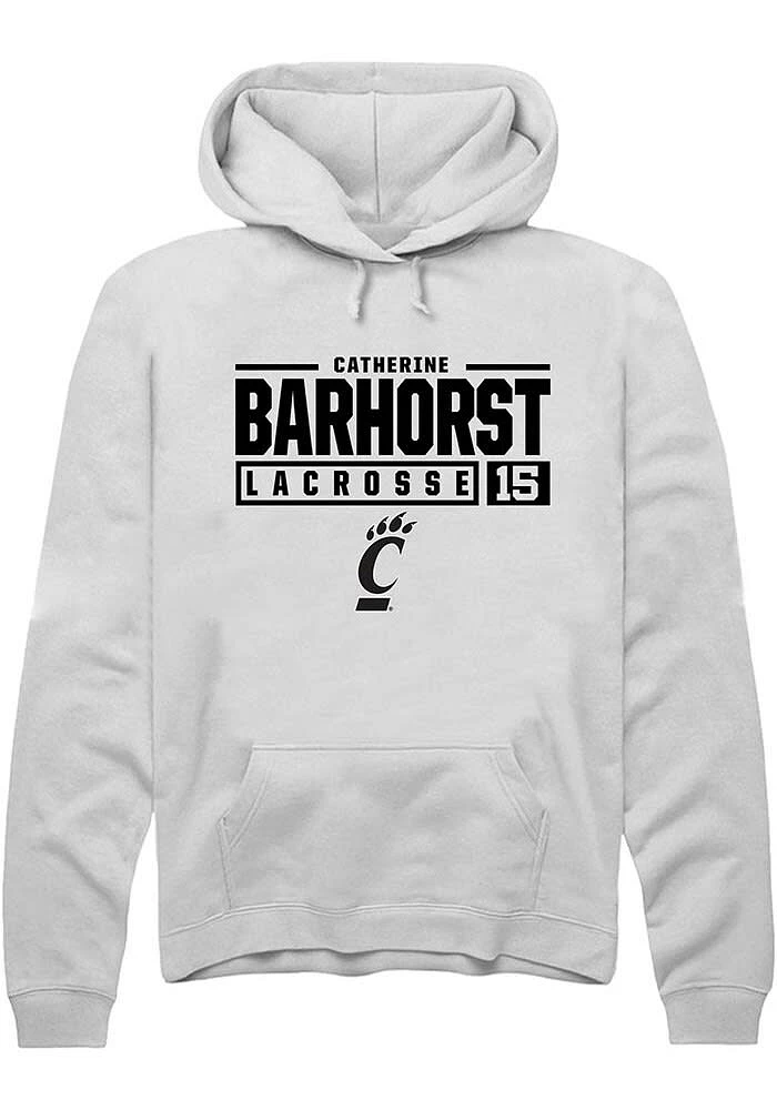 Catherine Barhorst Rally Cincinnati Bearcats Mens NIL Stacked Box Long Sleeve Hoodie