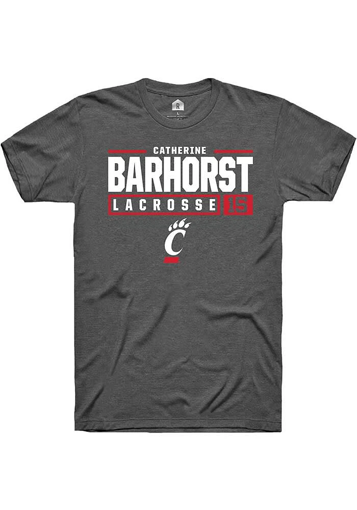 Catherine Barhorst  Cincinnati Bearcats Dark Grey Rally NIL Stacked Box Short Sleeve T Shirt