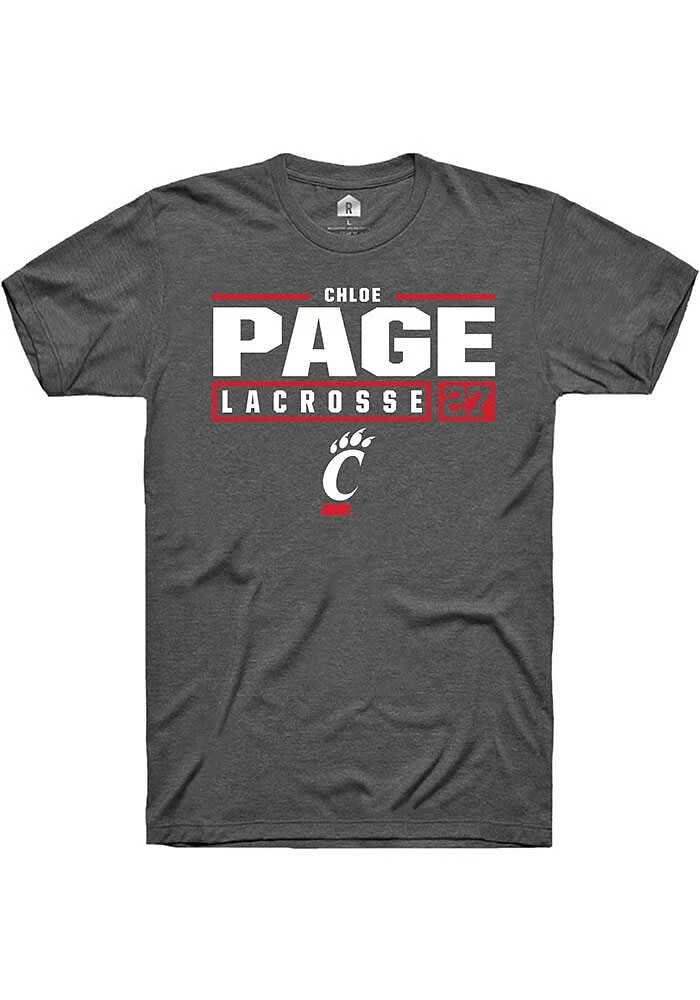 Chloe Page  Cincinnati Bearcats Dark Grey Rally NIL Stacked Box Short Sleeve T Shirt