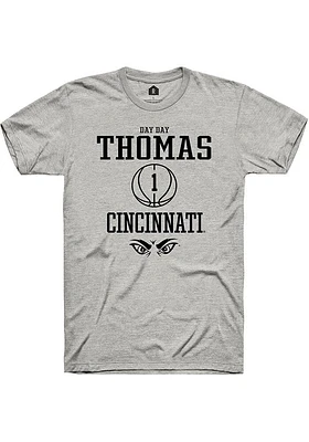 Day Thomas  Cincinnati Bearcats Ash Rally NIL Sport Icon Short Sleeve T Shirt