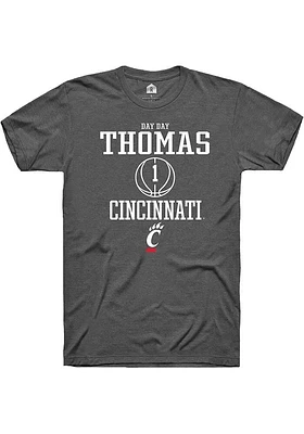 Day Thomas  Cincinnati Bearcats Dark Grey Rally NIL Sport Icon Short Sleeve T Shirt