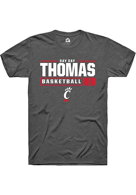 Day Thomas  Cincinnati Bearcats Dark Grey Rally NIL Stacked Box Short Sleeve T Shirt