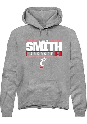 Gillian Smith  Rally Cincinnati Bearcats Mens Graphite NIL Stacked Box Long Sleeve Hoodie