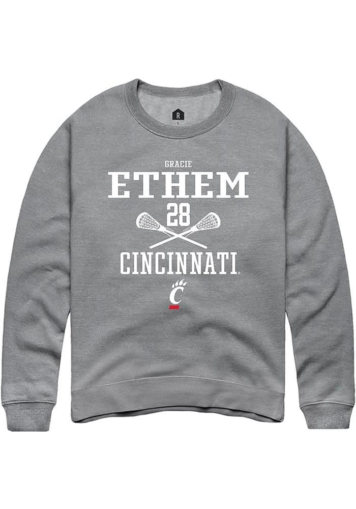 gracie ethem Rally Cincinnati Bearcats Mens Graphite NIL Sport Icon Long Sleeve Crew Sweatshirt