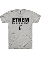 gracie ethem  Cincinnati Bearcats Ash Rally NIL Stacked Box Short Sleeve T Shirt