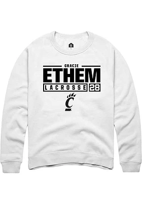 gracie ethem Rally Cincinnati Bearcats Mens NIL Stacked Box Long Sleeve Crew Sweatshirt