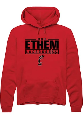 gracie ethem Rally Cincinnati Bearcats Mens NIL Stacked Box Long Sleeve Hoodie