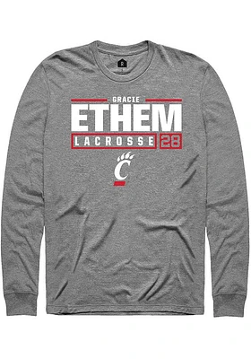 gracie ethem  Cincinnati Bearcats Graphite Rally NIL Stacked Box Long Sleeve T Shirt