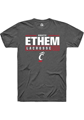 gracie ethem  Cincinnati Bearcats Dark Grey Rally NIL Stacked Box Short Sleeve T Shirt