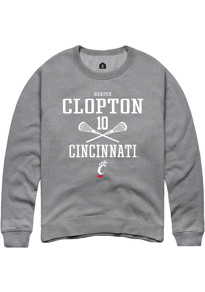 Harper Clopton  Rally Cincinnati Bearcats Mens Graphite NIL Sport Icon Long Sleeve Crew Sweatshirt