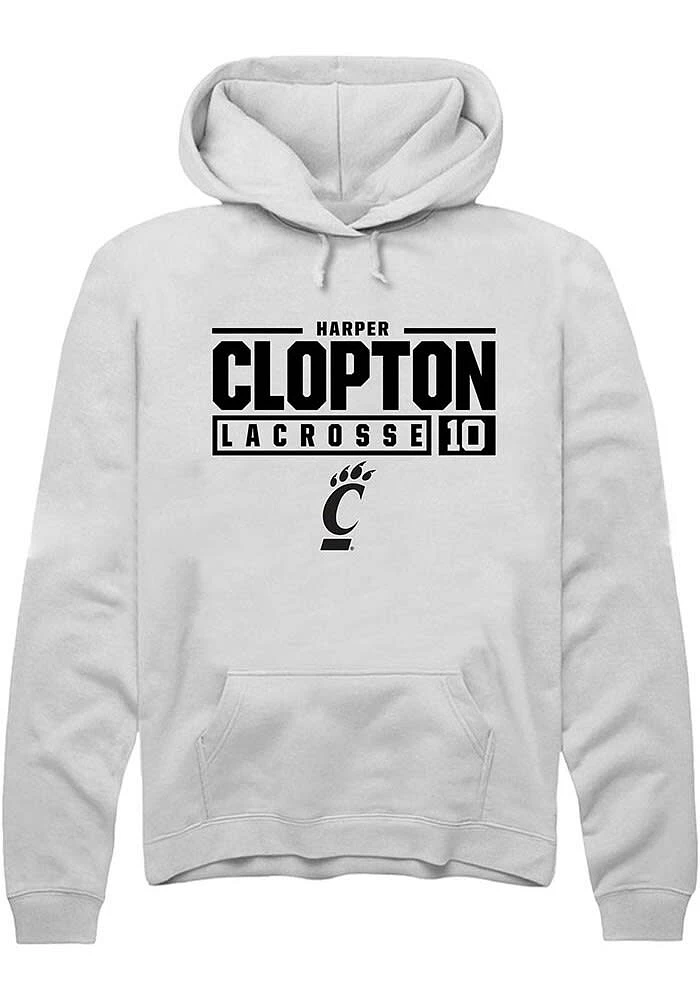 Harper Clopton Rally Cincinnati Bearcats Mens NIL Stacked Box Long Sleeve Hoodie